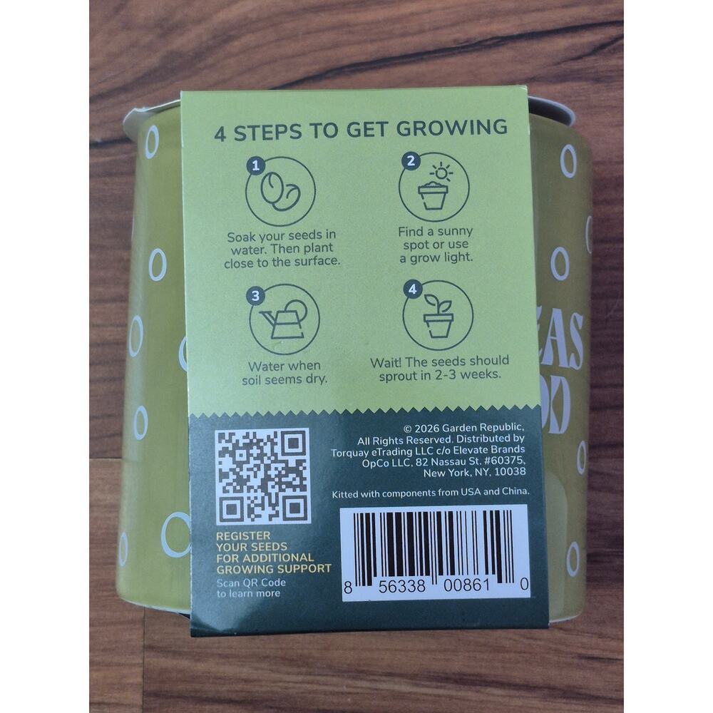 Garden Republic plant growing kit Two Peas in a Pod sugar snap pea kit s24 - Picture 2 of 2
